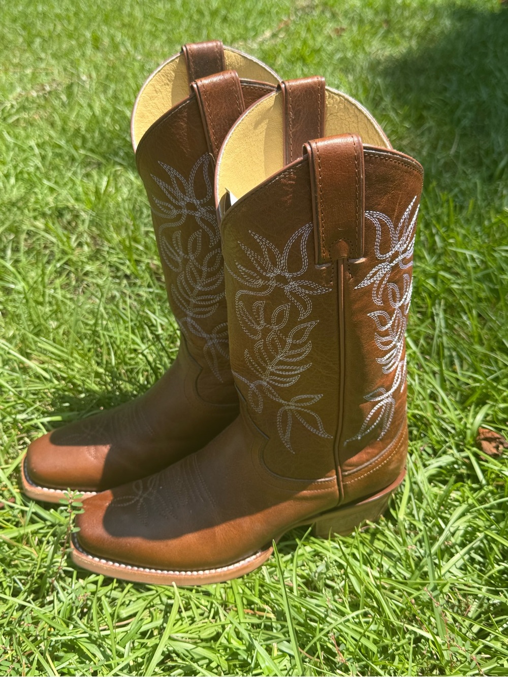 Justin Brown Leather Western Cowboy Boots - Picture 2 of 6